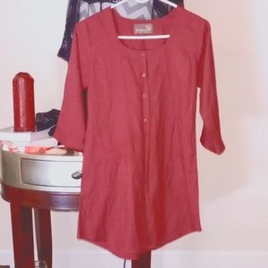 Women's Burgundy/Red button shirt Jhabba Made in India